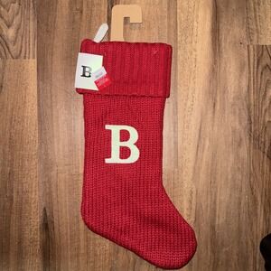 New Wondershop Initial Monogram Knit 19" Christmas Stocking Red Letter B